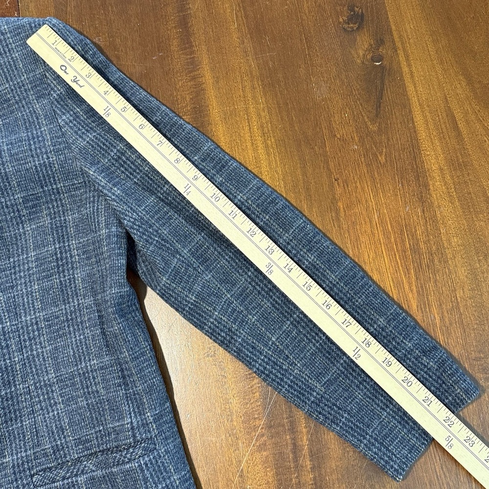 Chelsea Campbell Womens Wool Blend Blazer 8 Petite  Navy Plaid Vintage Preppy - Picture 7 of 10